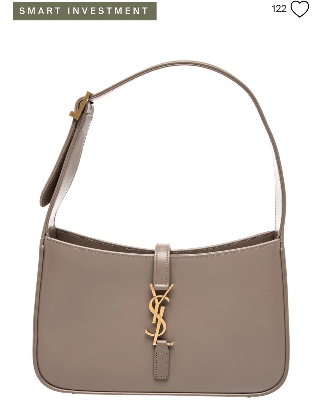Yves Saint Laurent Taupe Leather Shoulder Bag with Gold YSL Logo Le 5 A 7